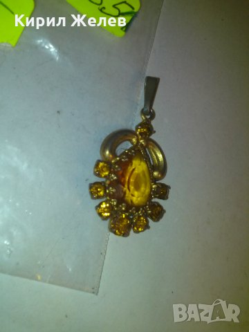 СТАР МЕДАЛЬОН с КАМЪНИ ЦИТРИН БРОНЗОВ 71351, снимка 2 - Колиета, медальони, синджири - 29835634