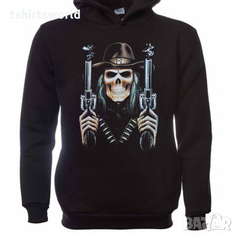 Нов мъжки суичър с дигитален печат Череп с пистолети