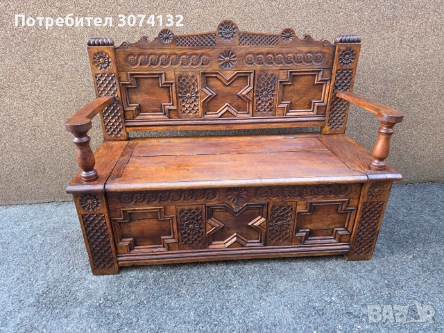 Уникална ретро пейка с дърворезба, снимка 6 - Други - 53569981