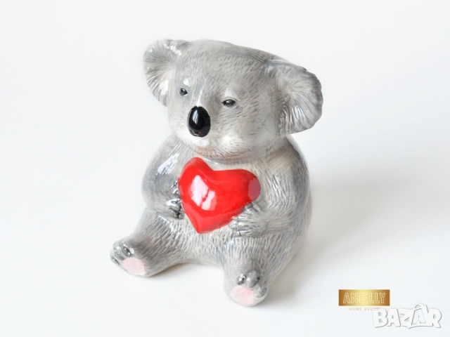 Керамична Коала Държаща Сърце / Декоративна Саксия за Растения / Подарък за Нов Дом / Кашпа за Цветя, снимка 2 - Декорация за дома - 52404028