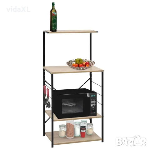 vidaXL Шкаф за микровълнова черно и дъб 60x39,6x123 см инженерно дърво, снимка 2 - Шкафове - 56146495