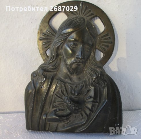  Исус сърце  пано религия метал, подпис, автор