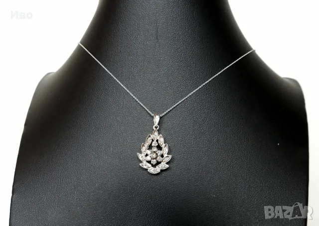 Златно колие с диаманти, снимка 2 - Колиета, медальони, синджири - 48890586