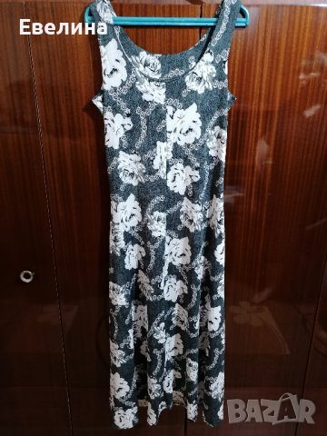 Дълга сива рокля на цветя, снимка 2 - Рокли - 37131542