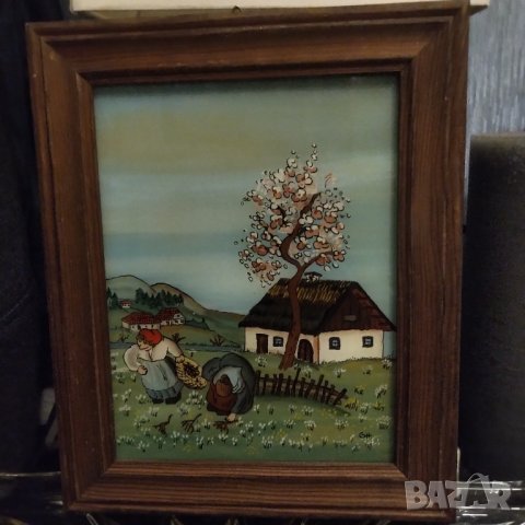 Картина найвизъм в дървена рамка , снимка 2 - Картини - 40361683