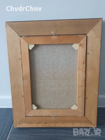 54х44см/малка картина масло върху платно/пейзаж/къщи-каменна кула-мелница/1986/дървена рамка, снимка 9 - Картини - 51215077