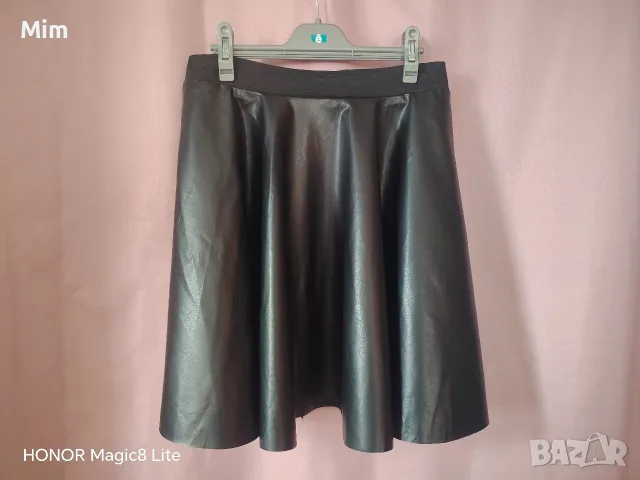XL/2XL Черна кожена,къса пола , снимка 7 - Поли - 56240951