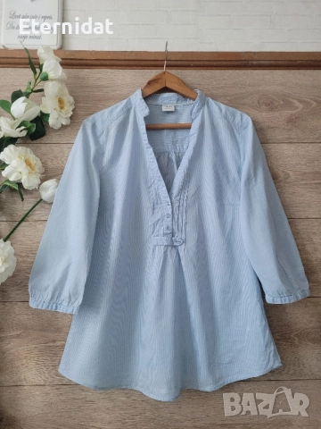 Нова бяла и синя блузка памучна материя ESPRIT , снимка 8 - Тениски - 51518481