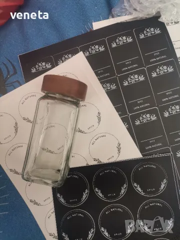 Стъклени буркани за подправки с етикет, 24 броя , снимка 5 - Форми - 49376592