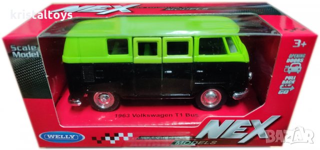 Метална кола с отварящи се врати Volkswagen T1 Bus 1963 Welly, снимка 1