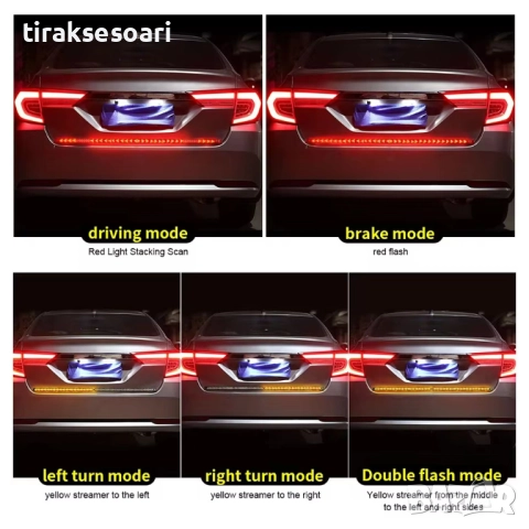 120 СМ LED лента за задна броня с 3 светлини - стоп, габарит и мигач, снимка 5 - Аксесоари и консумативи - 52822618