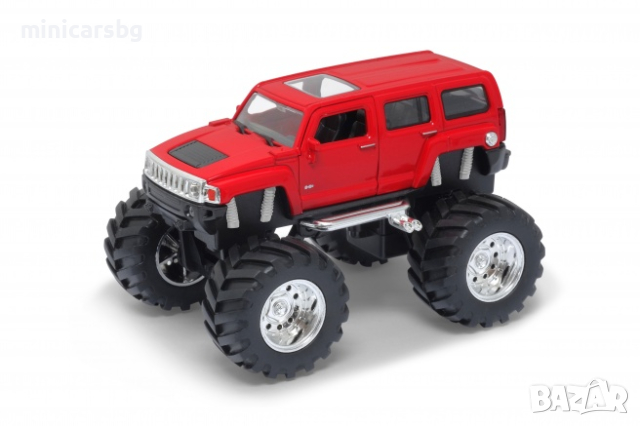 1:34 Метални колички: Monster Truck Hummer H3 (джип с големи гуми) Welly, снимка 1