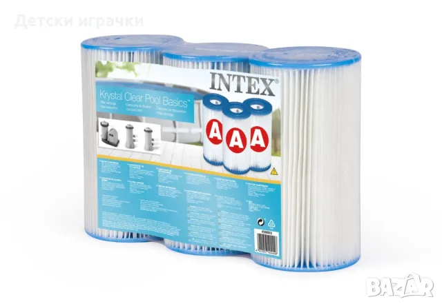 Резервен филтър INTEX 29003, Полиестер, Тройна опаковка, 20.32 см, за басейни и джакузи