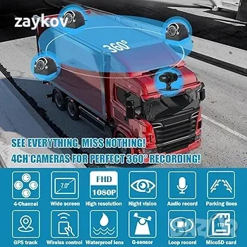 VSYSTO H7 4CH Камера за табло за камион 360 DVR Система за камери за видеорегистратор, снимка 2 - Камери - 48762722
