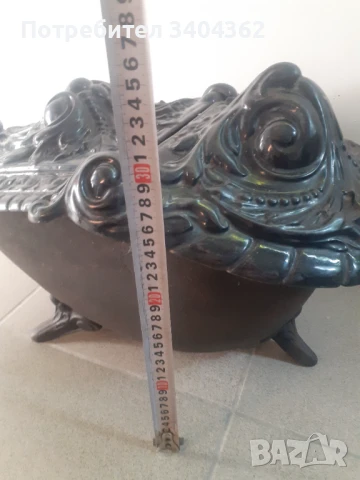 Голям стар бароков емайлиран мангал печка чугун, снимка 7 - Антикварни и старинни предмети - 50667038