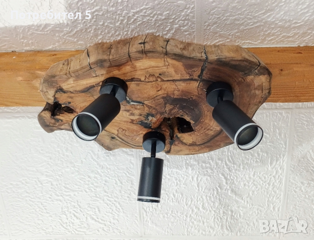 Лампа / полилей дърво масив, снимка 9 - Лампи за таван - 44590210