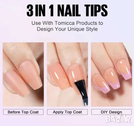 TOMICCA Soft Gel Nail Tips Комплект гел нокти, снимка 6 - Други - 48440770