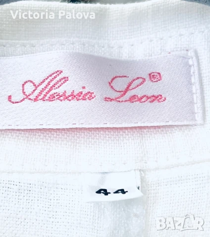 Бяла ленена риза ALESSIA LEON модерен дизайн, снимка 2 - Ризи - 50444283