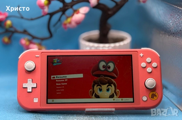 Игрова конзола Nintendo Switch Lite (Animal Crossing Edition) + Super Mario Odyssey  , снимка 6 - Nintendo конзоли - 54011857