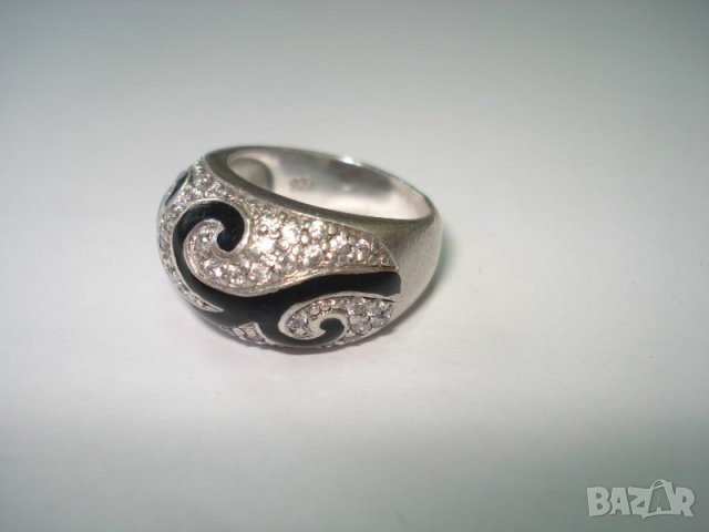 Сребърен пръстен с циркони и емайл, снимка 3 - Пръстени - 42260080