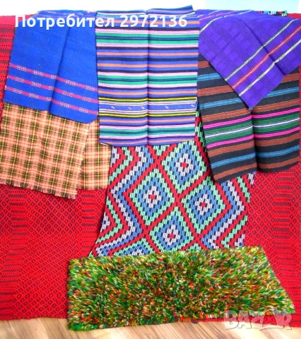 Ръчно тъкан текстил черги, месали, ковьори, престилки, китеник