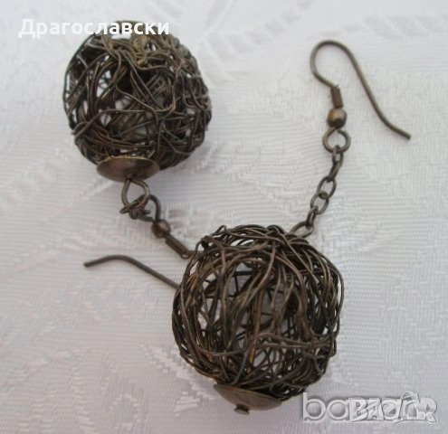 зелен гердан от ръчно стъкло, броеница стара, гердан, перли, обеца, обици, стойка, снимка 16 - Други - 47839005