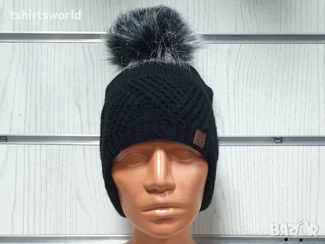 Нова детска зимна шапка тип ушанка с помпон в черен цвят, снимка 6 - Шапки, шалове и ръкавици - 47894058