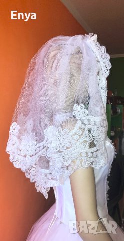 Булчинска рокля №2 - НОВА ! С воал, чанта, ръкавици и венче, снимка 8 - Сватбени рокли - 37367402