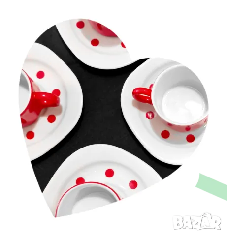 Сервиз за кафе в червено