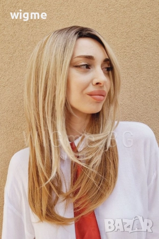 Дълга руса чуплива перука с тъмни корени Дакота