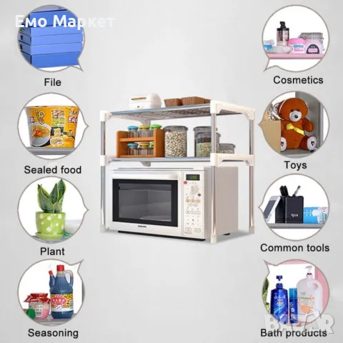 Етажерка за кухня с три рафта "Материал: Супер здрав ABS и неръждаема стомана 