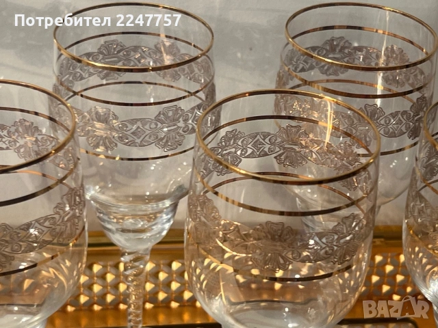 Кристални чаши с 24К , снимка 3 - Чаши - 54023330
