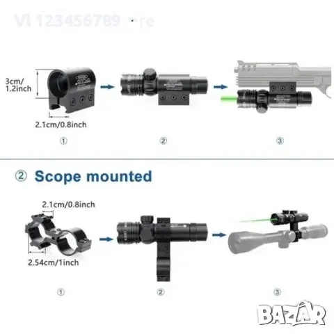 Зелен лазарен бързомер ефективен до 1000 м,, снимка 3 - Оборудване и аксесоари за оръжия - 51469746