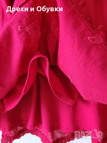 Разкроена червена рокля с бродерии памучна материя  ODD MOLLY , снимка 5 - Рокли - 54074102