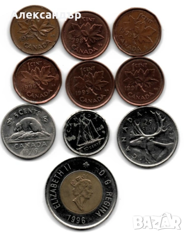 Канада 2 долара, 25, 10, 5 цента. 
