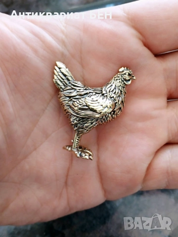 🐔 Миниатюрна метална кокошка, снимка 4 - Антикварни и старинни предмети - 54008382