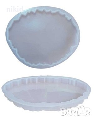 13 см назъбен среден кръг поднос подложка основа плитка форма силиконов молд за смола гипс и др, снимка 4 - Форми - 35143928