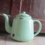 Стар емайлиран чайник млечнозелен цвят, снимка 6