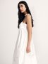 Памучна бяла дълга рокля с бродирани акценти теменушки, снимка 2