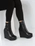 Боти на платформа - черна кожа - B2001, снимка 1