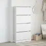 vidaXL Шкаф за обувки с 4 флип чекмеджета бял 80x21x163,5 см, снимка 3