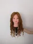 Фризьорска тренировъчна глава с ЕСТЕСТВЕНА коса 60см +стойка +аксесоар, снимка 7