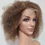 Къса естествена афро перука с обем - кафява с руси кичури | Lace Front 13x4, снимка 1