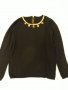 Черна мека блузка фино плетиво със златни орнаменти около деколтето, изчистени предница и гръб,с цип, снимка 4