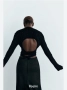 Пуловер с перли Zara с изрязан гръб, снимка 2