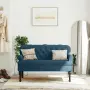 vidaXL Пейка с облегалка, синя, 119,5x64,5x75 см, кадифе, снимка 2