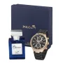 Мъжки комплект, Парфюм и часовник, Polo Air, Злато/Черно, снимка 1