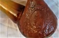 антика Испания кана бутилка porron релефна кожа, снимка 5