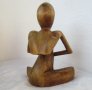 Дървена фигура, човек, мислител, молитва, йога, медитация, снимка 3