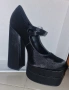 Черни сатенени обувки на платформа, снимка 7